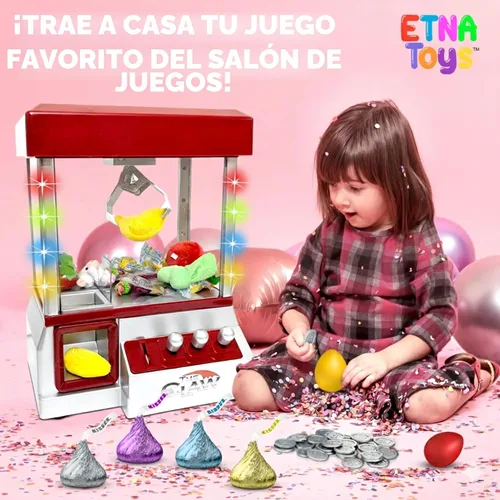 Vista 4 de Máquina de garra electrónica de arcade Etna - Máquina agarradora de juguetes con luces LED intermitentes y sonido