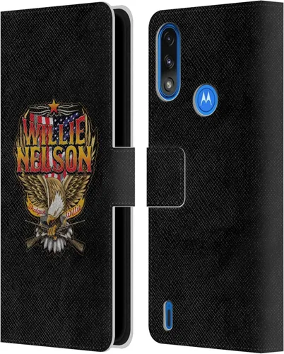 Vista 9 de Head Case Designs Officially Licensed Willie Nelson Black and White Grunge Leather Book Wallet Case Cover Compatible with Moto E7 Power/Moto E7i
