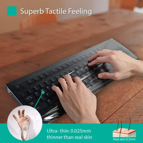Vista 4 de Cubierta universal para teclado, estilo plano, 0.001 in, impermeable, antipolvo, con uso numérico de hospital/dentista (0.001 in [paquete de 100])