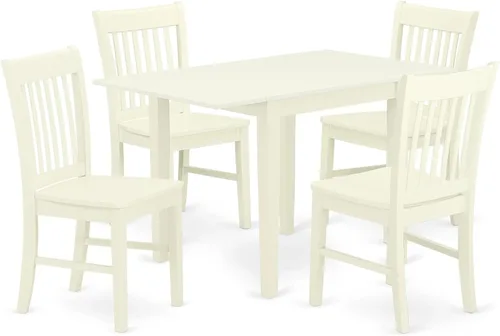 Vista 9 de East West Furniture NDNO3-BCH-W - Juego de comedor de 3 piezas para espacios pequeños que contiene una mesa de comedor rectangular con gotas y 2