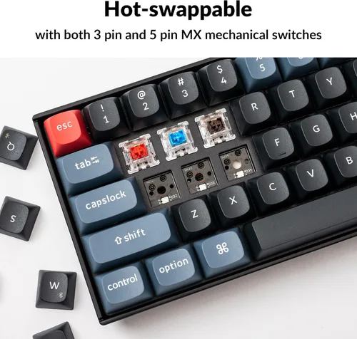 Vista 4 de Keychron K6 Pro Teclado mecánico inalámbrico personalizado, macro programable QMK/Launcher, interruptor marrón Keychron K Pro intercambiable