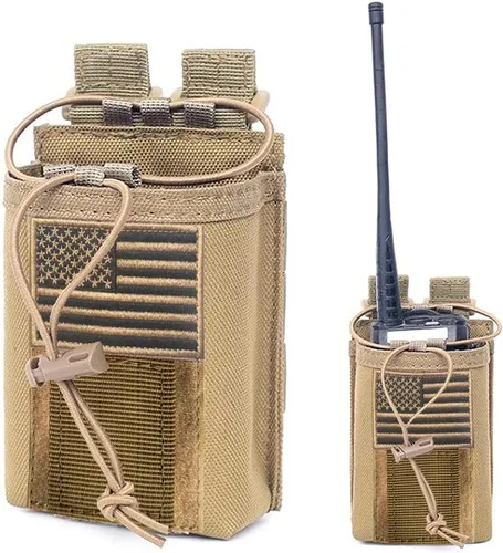 Vista 9 de Soporte de radio táctico Molle para radio, funda resistente para radios de dos maneras, almacenamiento ajustable