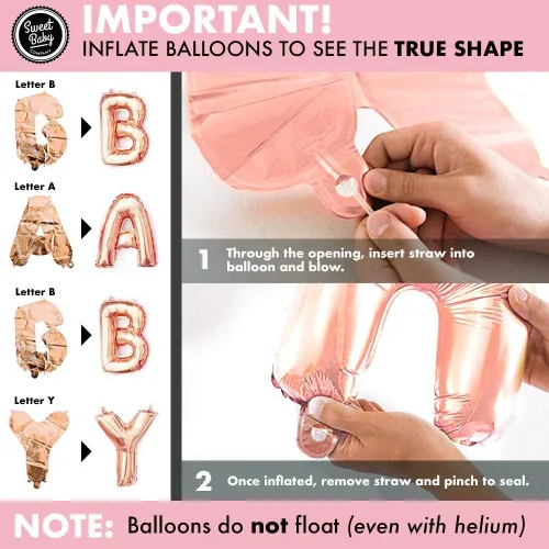 Vista 3 de Sweet Baby Co. Juego de decoración para Baby Shower, cartel con texto en inglés "It's a Girl", globos de letras (baby girl), pompones de flores