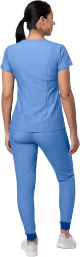 Vista 2 de Adar Pro - Conjunto de ropa quirúrgica con mejora de movimiento para mujer, blusa médica con cuello en V y pantalón médico deportivo y para yoga