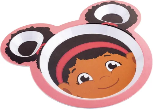 Vista 7 de Daniel Tiger - Juego de platos de alimentación de melamina, cuatro (4) lindos platos para niños con Daniel, carrito y amigos, compartimentos