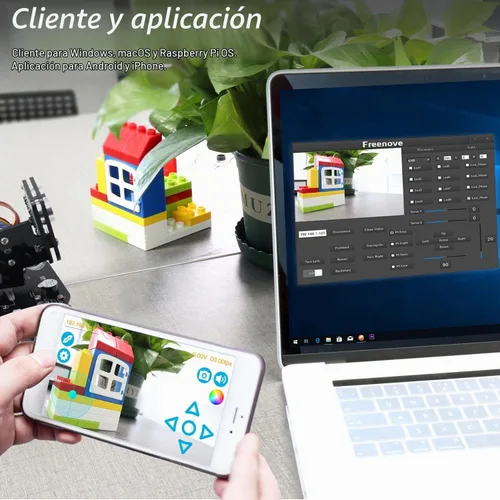 Vista 5 de Freenove Mecanum Wheel - Kit de coche para Raspberry Pi 5 4 B 3 B+ Zero 2 W, seguimiento facial, seguimiento de línea, seguimiento de luz, evitación