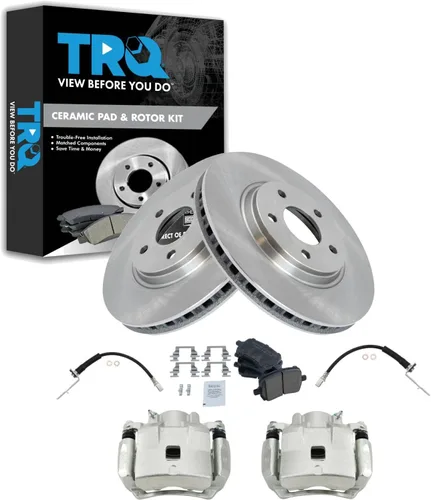 Vista 35 de TRQ Juego de pastillas de freno delanteras y rotores de cerámica, pinzas, mangueras, compatibles con Honda Odyssey 2005-2010