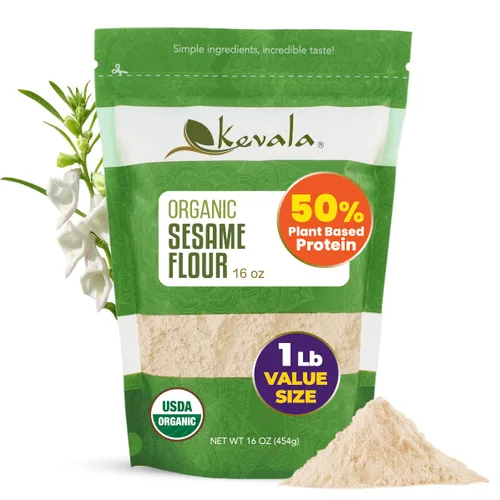 Vista 9 de Kevala Harina de sésamo orgánica alta en proteínas, 2 libras, harina keto