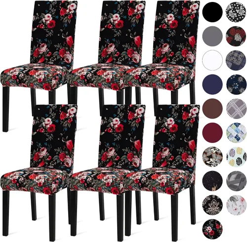 Vista 26 de Sufdari Juego de 2 fundas para sillas de comedor, fundas para sillas de cocina, fundas para sillas Parsons, protectores de sillas de elastano