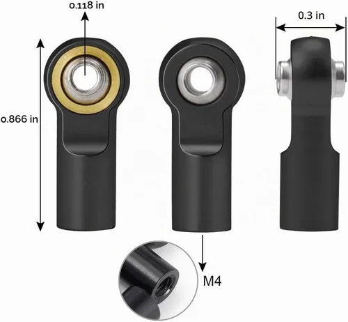 Vista 2 de QUE-T 10pcs Metal Link Rod End M4 Ball Joint Head para RC Crawler Car (negro)