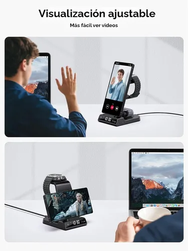 Vista 7 de Cargador inalámbrico para estación de carga Samsung con reloj para Samsung Galaxy S25 Ultra/S24 Ultra/Z Flip 7/Fold 6/Bud, estación de carga Android