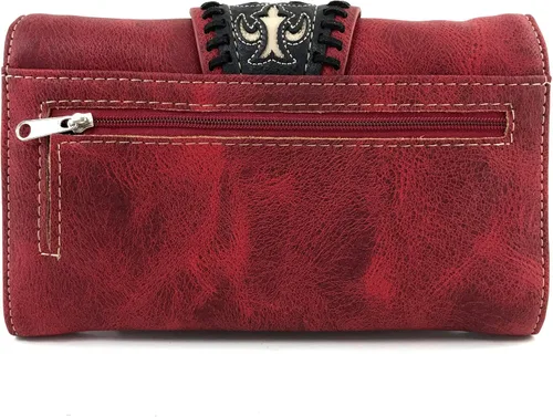 Vista 4 de Zelris Western Texas Longhorn hebilla mujeres Crossbody muñeca Trifold cartera