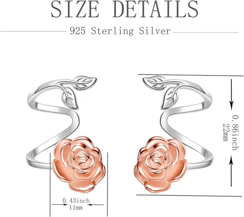 Vista 6 de Aretes de plata de ley 925, chapados en oro rosa, hipoalergénicos, rosagirasol, regalos de joyería para mujeres, mamá, madre, esposa, novia, Metal