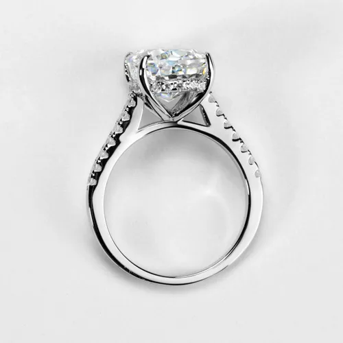 Vista 4 de michooyel S925 - Anillo de compromiso de circonita cúbica de corte ovalado de 4 quilates anillo de compromiso de boda de plata de ley para mujer