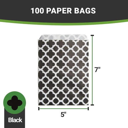 Vista 13 de Restaurantware Bolsa de papel rectangular negra, 7 x 5 pulgadas, paquete de 100 Negro