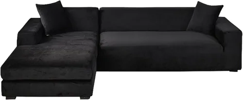 Vista 17 de Fundas de terciopelo para sofá modular, 2 fundas elásticas para sofá en forma de L, antideslizantes, suaves protectores de muebles para sofá Beige