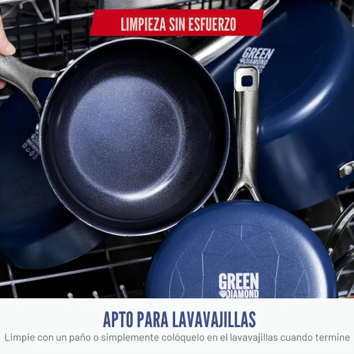 Vista 8 de Blue Diamond - Sartén antiadherente de 8 pulgadas, sin PFAS, sartén de cerámica para huevos y tortilla, con infusión de diamante, apta