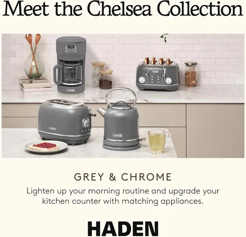Vista 5 de Haden Chelsea - Cafetera digital de goteo de 10 tazas con jarra de vidrio, gris y cromo