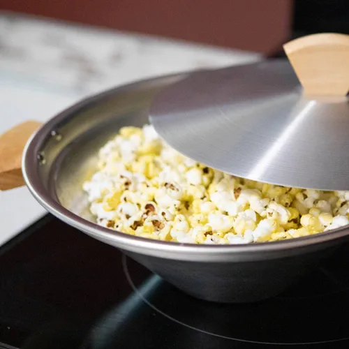 Vista 5 de KLM Products Atom Popcorn Popper - Pop maíz fácilmente en tu estufa, aluminio, hace 2.5 cuartos de galón