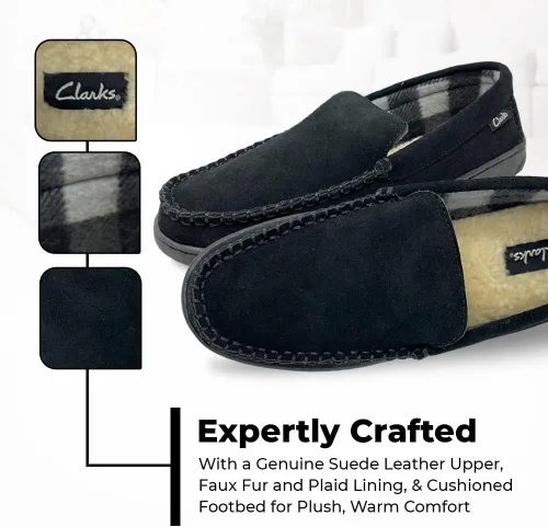 Vista 4 de Clarks Mocasines de gamuza Freddie para hombre, zapatos de casa para interiores y exteriores, antideslizantes, suela flexible, cómoda pantufla