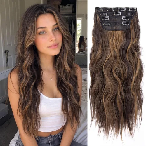Vista 13 de Extensiones de cabello lacio con clip, suaves y gruesas (20 pulgadas, 4 unidades, 16H613#)