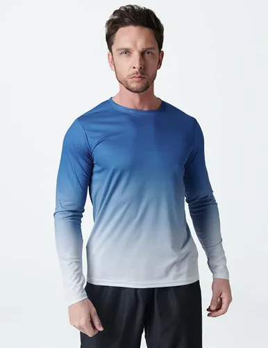 Vista 4 de Paquete de 3 camisetas de manga larga para hombre, ajuste seco, casual, senderismo, rendimiento, atléticas, activas, con agujeros para el pulgar