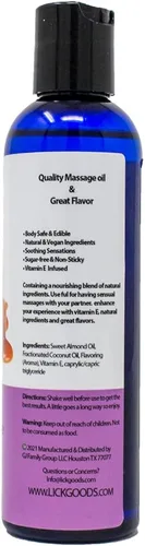 Vista 9 de Lick Aceite de masaje con sabor a caramelo, aceite de masaje comestible de postre cálido con vitamina E, textura suave y segura para el cuerpo