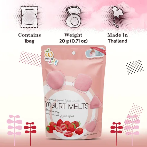 Vista 7 de Wel-B Fruta liofilizada, fresas frescas con yogur liofilizado a chips crujientes, aperitivo saludable para niños y adultos con sabor natural
