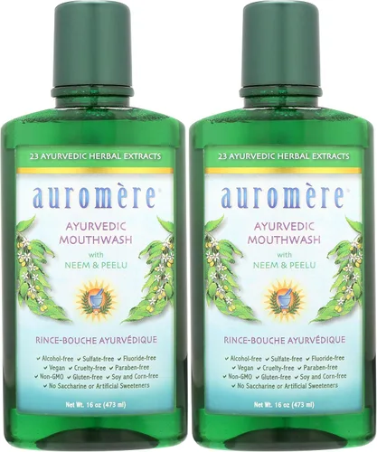 Vista 7 de Auromere Enjuague bucal ayurvédico, vegano, sin fluoruros, sin alcohol, natural, sin OMG (16 onzas líquidas)