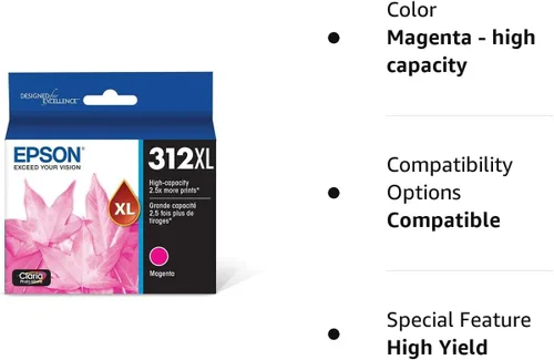 Vista 4 de Epson 312 Claria Photo HD Cartucho magenta de alta capacidad (T312XL320-S) 314 Claria Photo HD Ink Cartucho gris de alta capacidad (T314XL720-S)