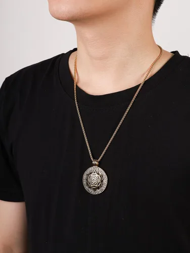 Vista 6 de HAQUIL Seal of Solomon Necklace, Stainless Steel 12 Constellations Hexagram Six Pointed Star of David Protection Amulet Pendant, Box Chain, Jewish