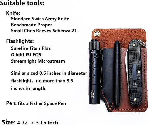 Vista 2 de Organizador de bolsillo de cuero hecho a mano, funda multiherramienta de accesorios de cuero EDC para hombres Cuero hecho a mano, transporte
