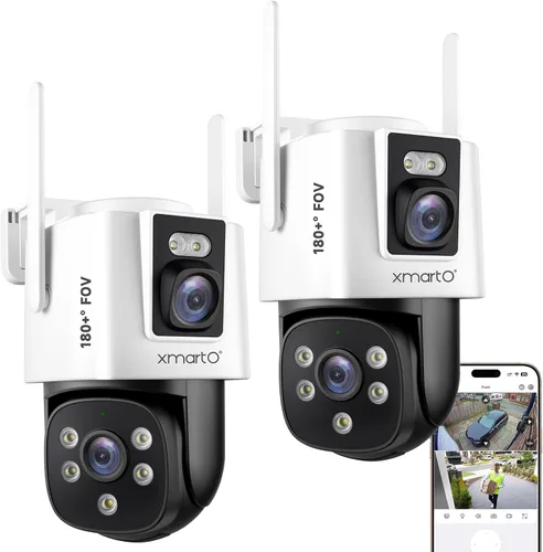Vista 10 de xmartO [Dual-CAM 180+° FOV] Cámara de seguridad para el hogar WiFi 6 6MP 2 en 1 con seguimiento de IA, zoom de inclinación panorámica, banda dual