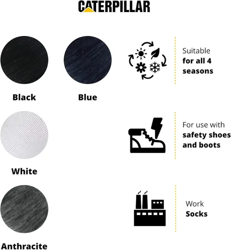 Vista 4 de 6 pares de calcetines de trabajo reforzados para hombre, prevención de accidentes, algodón