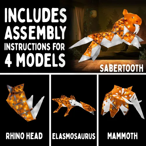 Vista 3 de Creatto Sunshine Sabertooth & Ferocious Friends - Kit de rompecabezas 3D iluminado, incluye piezas de rompecabezas Creatto para hacer creaciones