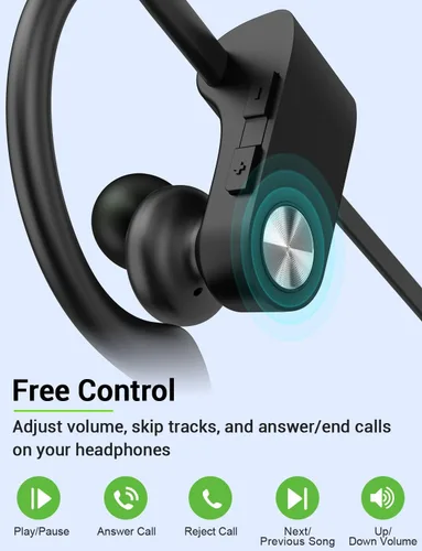 Vista 4 de Auriculares Bluetooth Stiive, audífonos deportivos inalámbricos 5.3 IPX7 impermeables con micrófono, auriculares estéreo a prueba de sudor