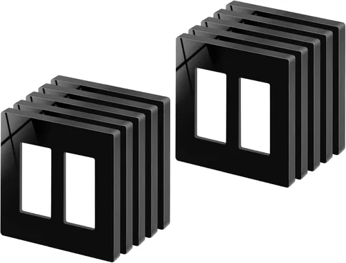 Vista 9 de BESTTEN Placa de pared sin tornillos de 5 segmentos, cubierta de enchufe decorador, placa decorativa para interruptor, serie blanca nieve brillante
