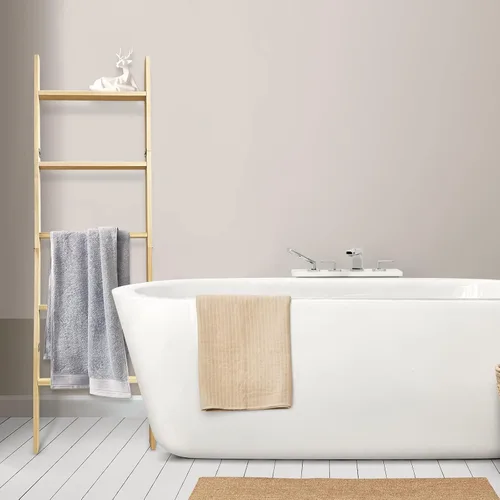 Vista 9 de Escalera para mantas, soporte de edredón de madera de 5 niveles, natural