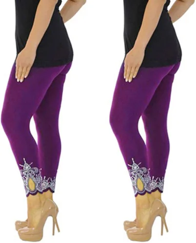 Vista 2 de Aniywn Pantalones de yoga para mujer, talla grande, ajustados, estampados, elásticos, casuales, para entrenamiento, correr, fitness, leggings