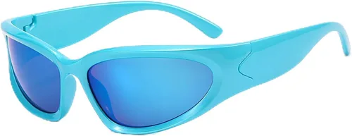 Vista 14 de LASPOR Gafas de sol deportivas envolventes para mujeres y hombres, lentes deportivos Y2K