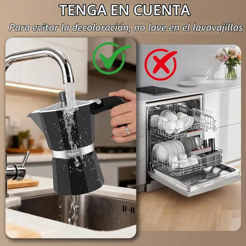 Vista 7 de Mongdio - Cafetera de café espresso para estufa Moka, Cafetera Cubana para estufa, Cafetera Mocha Greca Italiana, para 6 tazas de espresso, 10 onzas