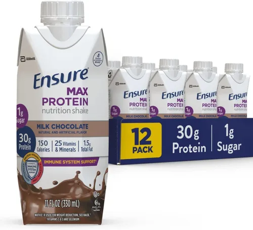 Vista 6 de Ensure Max Protein Nutrition - Batido de 11 onzas líquidas, 12 unidades & Max Protein Nutrition Shake, 11 onzas líquidas (paquete de 12) y batido