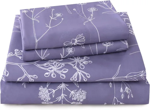 Vista 15 de Yibeizi - Juego de sábanas con estampado floral para cama de tamaño queen, sábanas de microfibra con patrón botánico boho, fundas para almohada