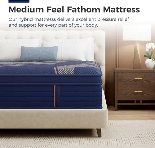Vista 8 de FATHOM Colchón híbrido de tamaño matrimonial de 14 pulgadas con funda modal transpirable, espuma viscoelástica de gel refrescante y resortes