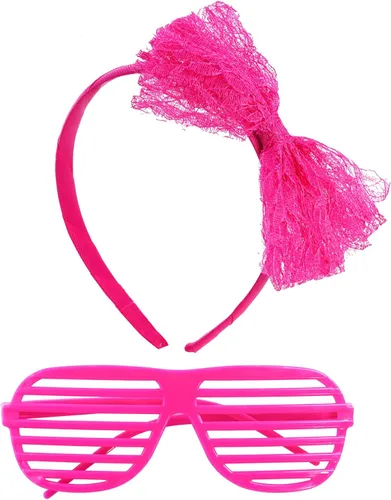 Vista 4 de Accesorios de disfraces 6 en 1 para niños trajes y vestidos elegantes de los años 1970 y 1980 para fiestas de cosplay o fiestas temáticas para niñas