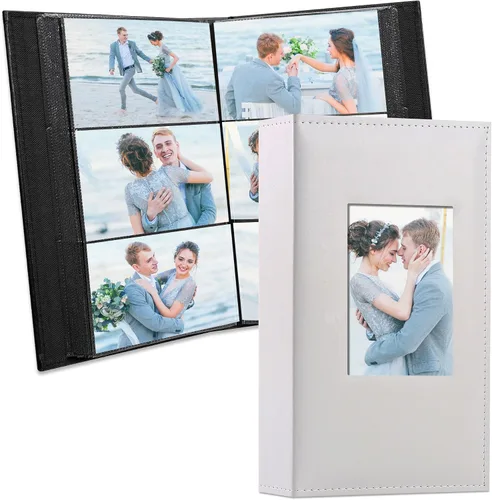 Vista 12 de Vienrose Álbum de fotos de 4 x 6 pulgadas con capacidad para 100 fotos, cubierta de piel sintética con 100 bolsillos horizontales, álbum de fotos
