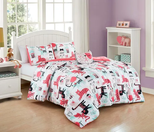 Vista 8 de Chezmoi Collection Juego de ropa de cama de 3 piezas para niñas, color blanco y negro, tamaño individual, juego de edredón de microfibra con Panda