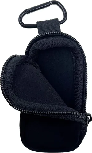 Vista 4 de Funda de viaje de neopreno para inhalador de asma, práctica mini bolsa para inhalador para todas las edades, inhalador no incluido (negro)