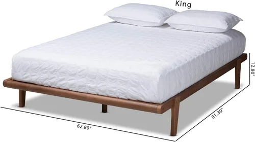 Vista 9 de Baxton Studio Kaia Mid-Century - Cama con plataforma de madera en color marrón nogal