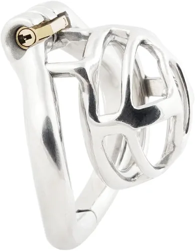Vista 5 de TERNENCE Jaula de castidad masculina de tamaño pequeño, diseño ergonómico, anillo con bisagras, jaula de pene bloqueo para adultos, juguetes